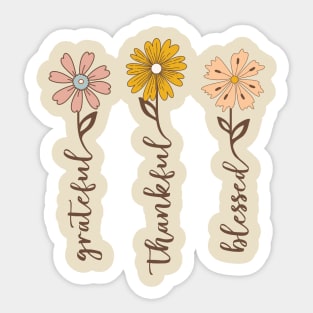 Grateful,thankful,blessed floral Sticker